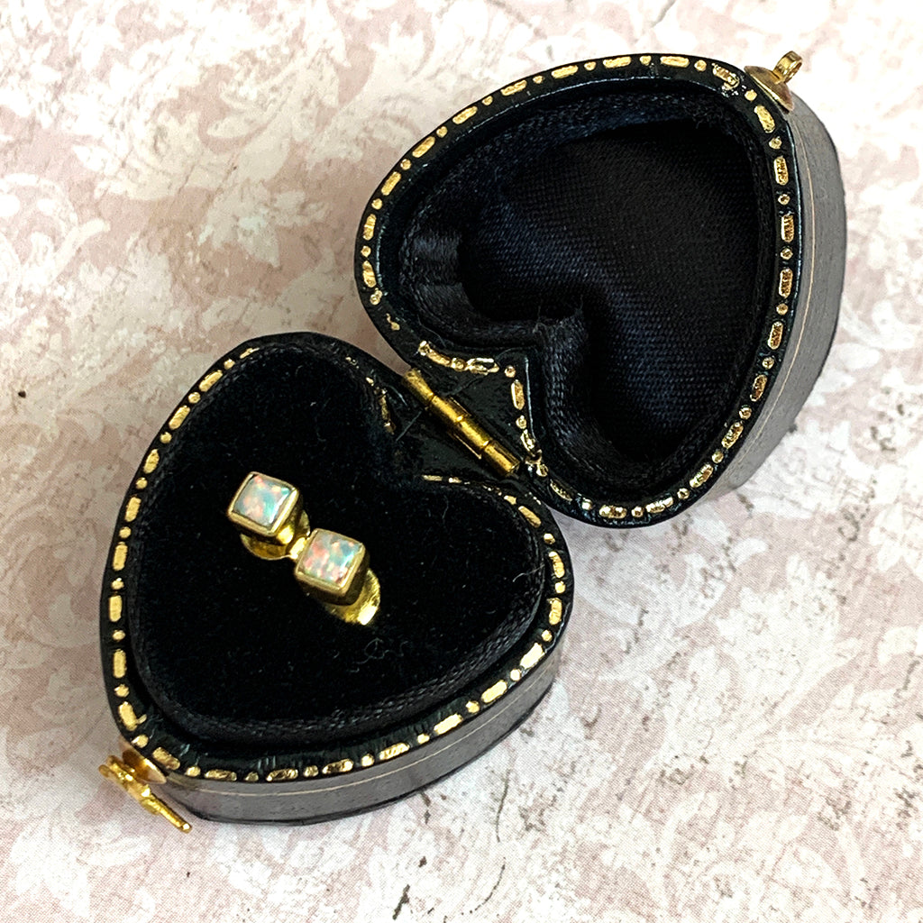Genuine Opal Square Stud Earrings