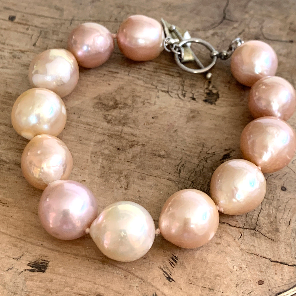 Extra Large Pink Baroque Pearl Bracelet