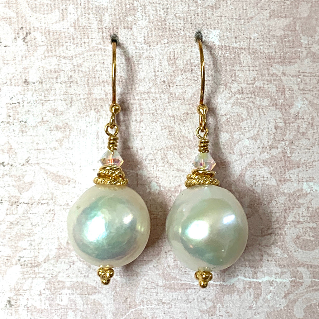 Extra Large Moon Pearl Earrings