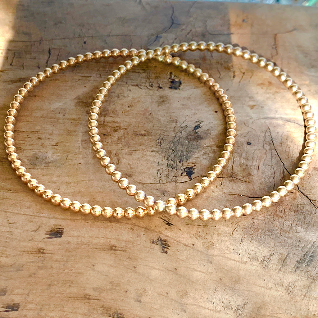Heavy Gold Filled Beaded Bangle Bracelet