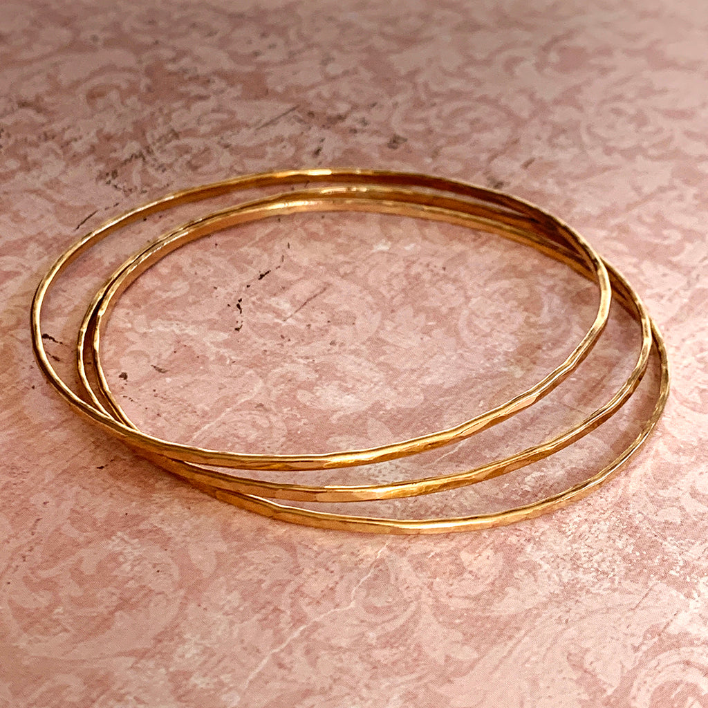 Beaten Finish Gold Filled Bangles Snow Jewels