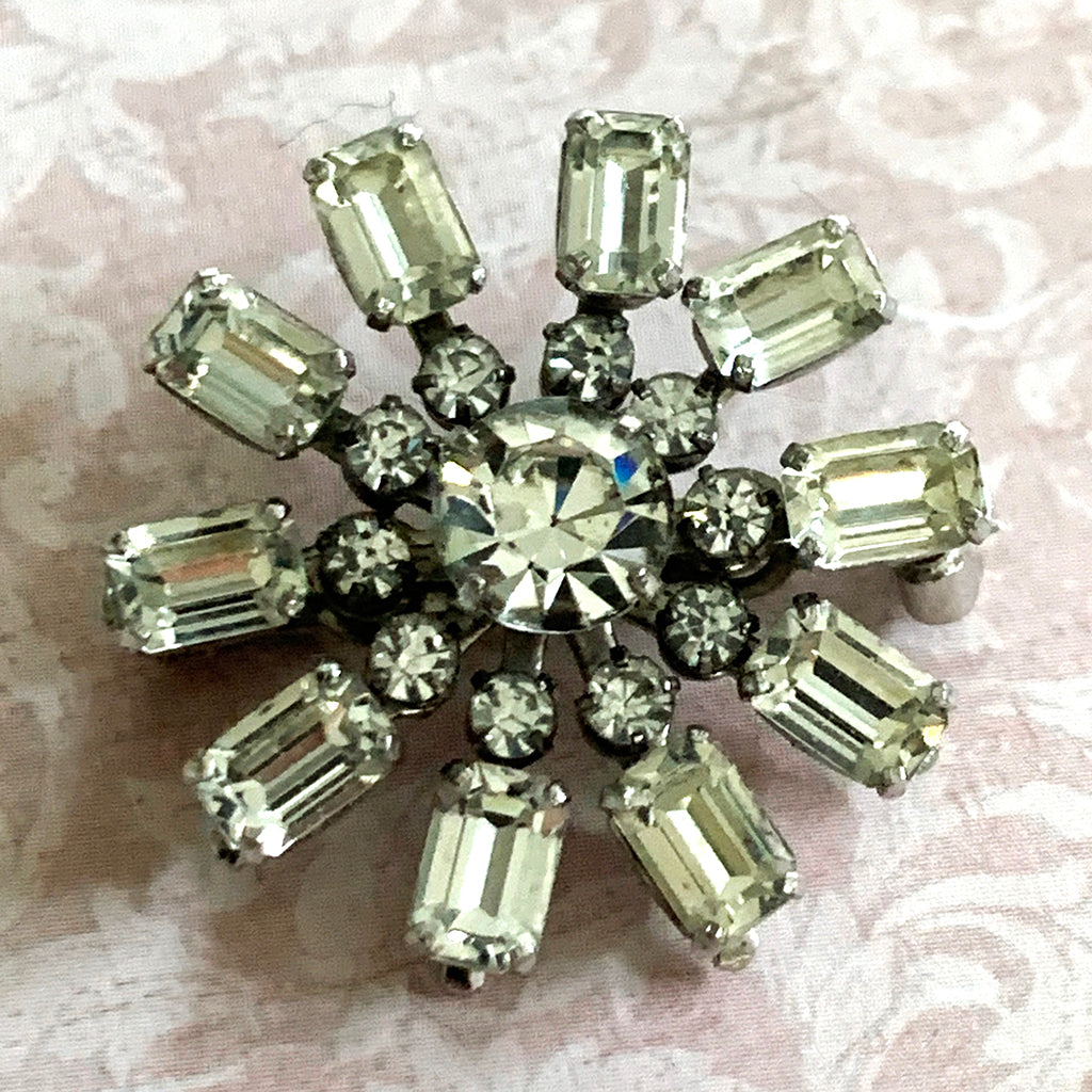 Vintage Diamante Snowflake Brooch