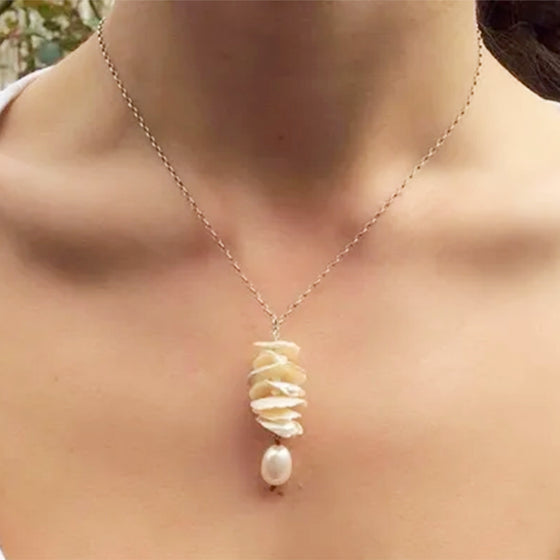 Keshi Pearl Layered Necklace on Chain