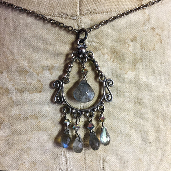 Labradorite Chandelier Ethnic Necklace