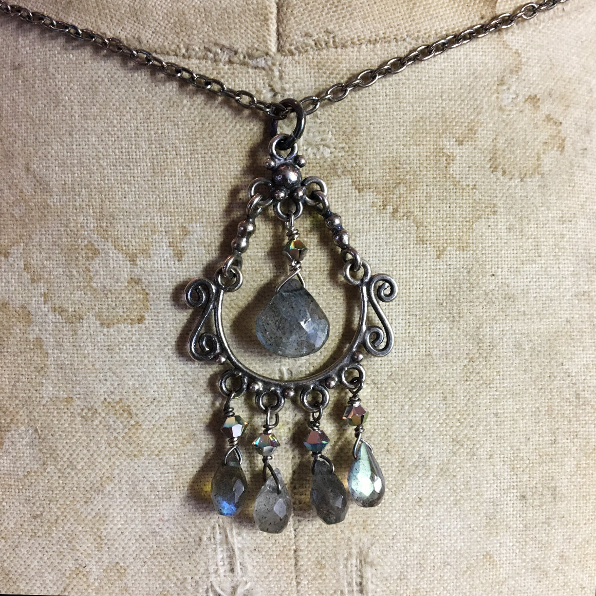 Labradorite Chandelier Ethnic Necklace