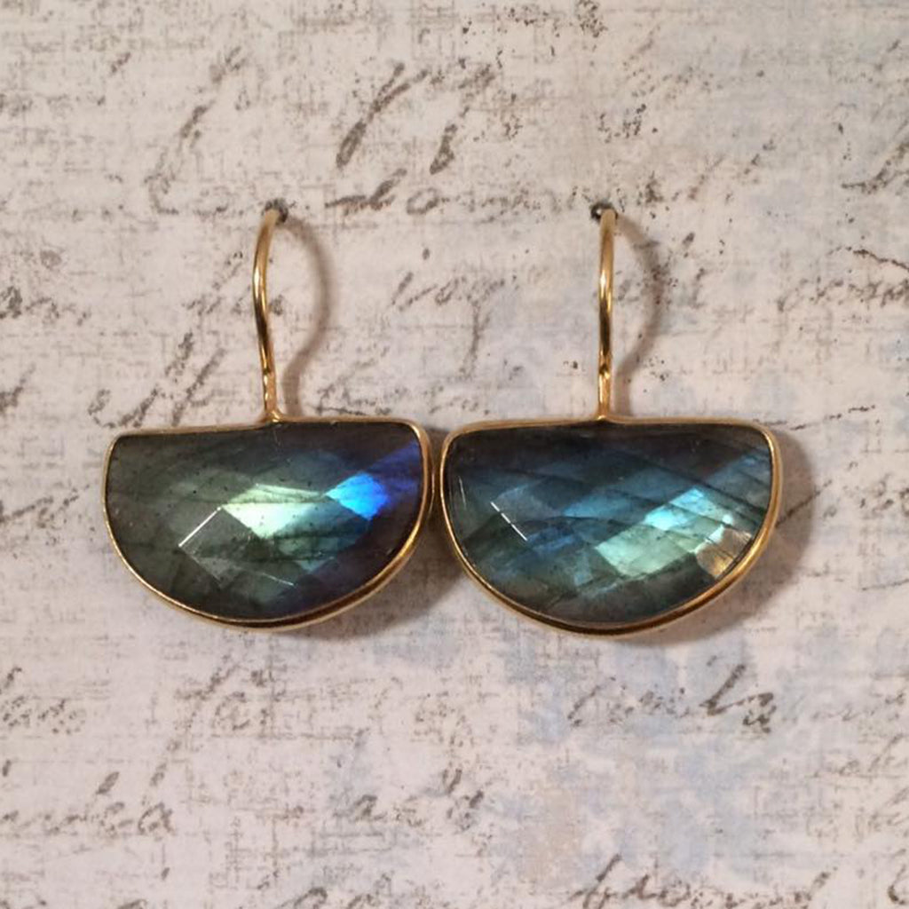 Labradorite Half Moon Earrings