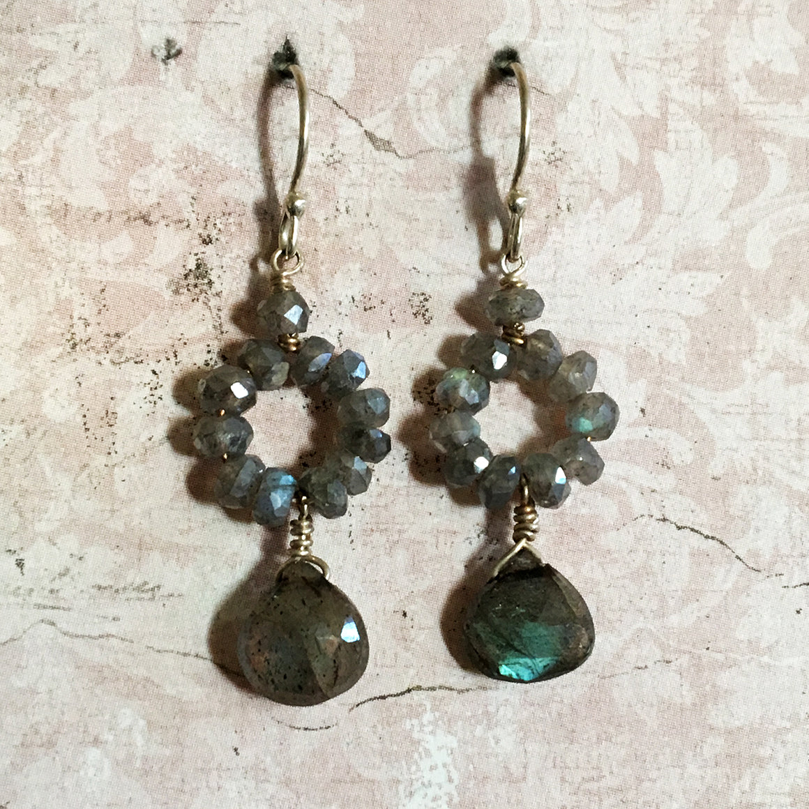 Labradorite Hoop and Drop Earrings