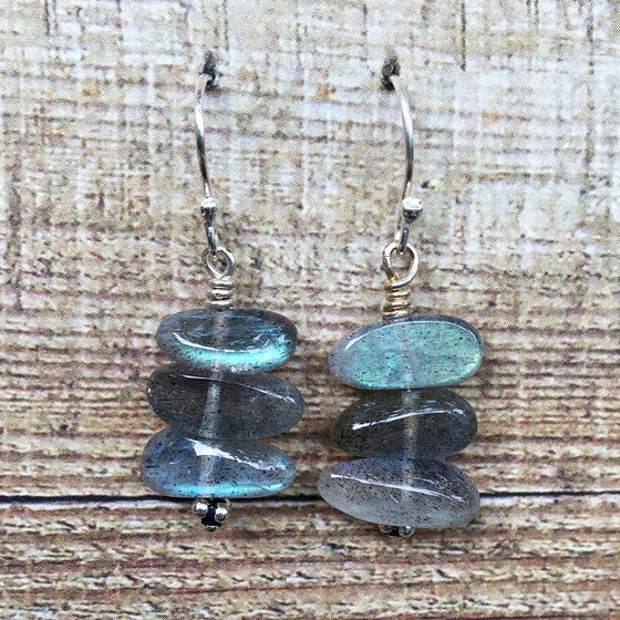Labradorite Smooth Pebble Earrings