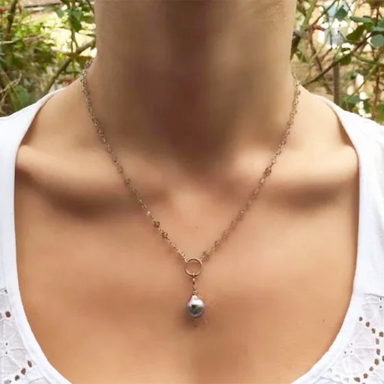 Labradorite and Grey Pearl Necklace