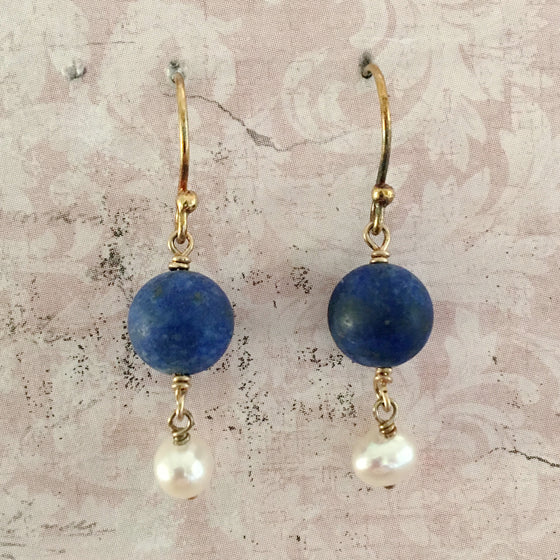 Lapis Lazuli and Pearl Earrings