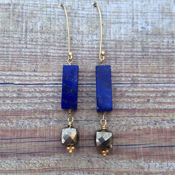 Lapis Lazuli and Pyrite Earrings