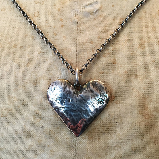 Large Hallmarked Solid Silver Heart Necklace
