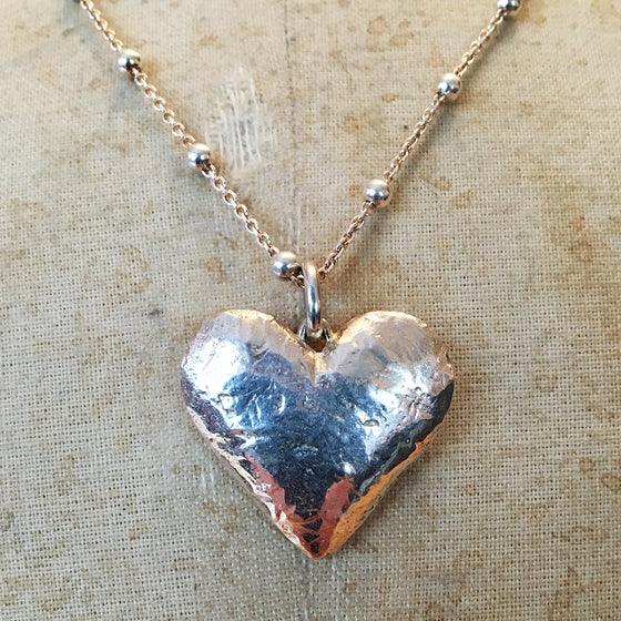 Large Hallmarked Solid Silver Heart Necklace