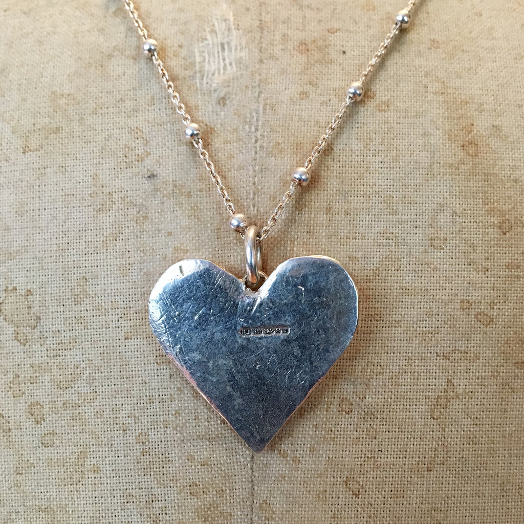 Large Hallmarked Solid Silver Heart Necklace
