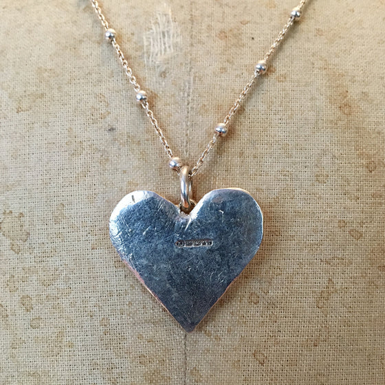 Large Hallmarked Solid Silver Heart Necklace