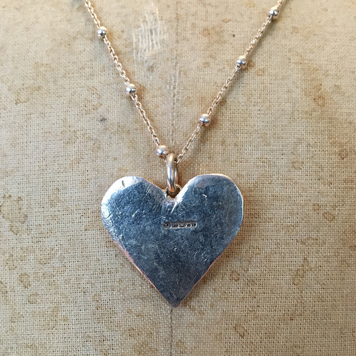 Large Hallmarked Solid Silver Heart Necklace
