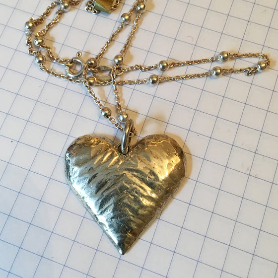 Large Hallmarked Solid Silver Heart Necklace