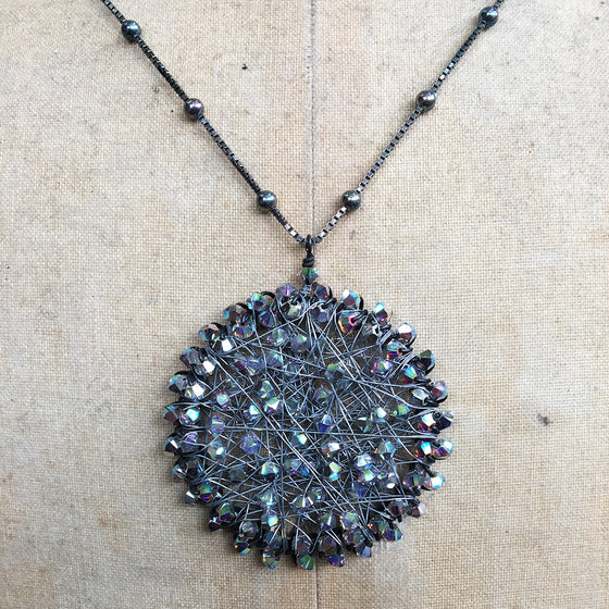 Large Oxidised Crystal Orb Necklace