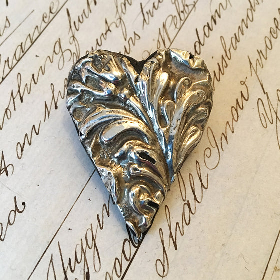Large Vintage Silver Heart Brooch