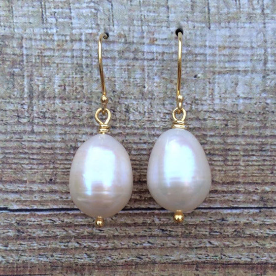 Large White Pearl Earrings