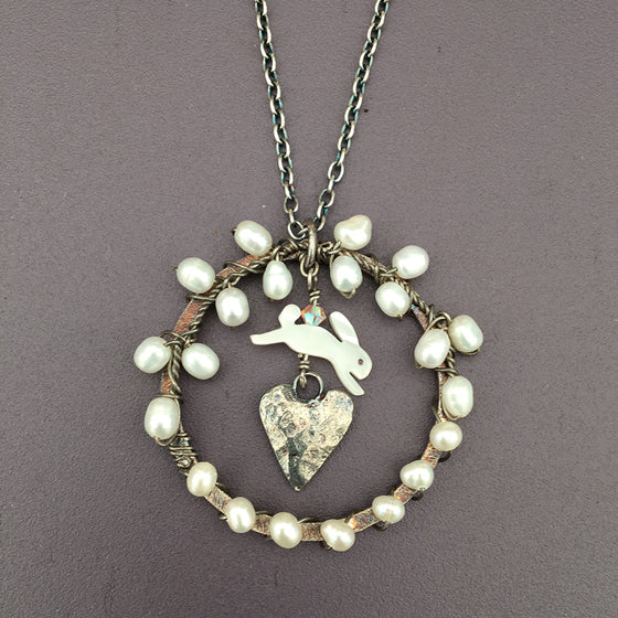 Leaping Hare with Heart Necklace