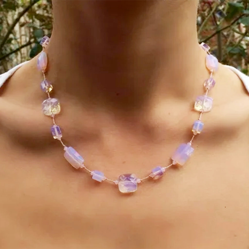 Lilac, Pink and Clear Faceted Opalite Necklace