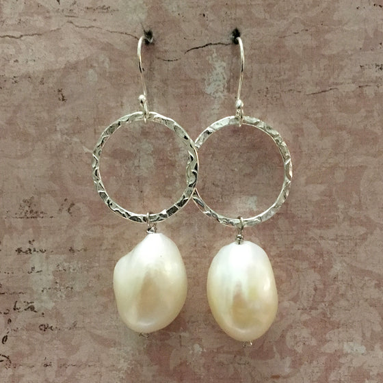Medium Halo and Extra Large Baroque Pearl Earrings
