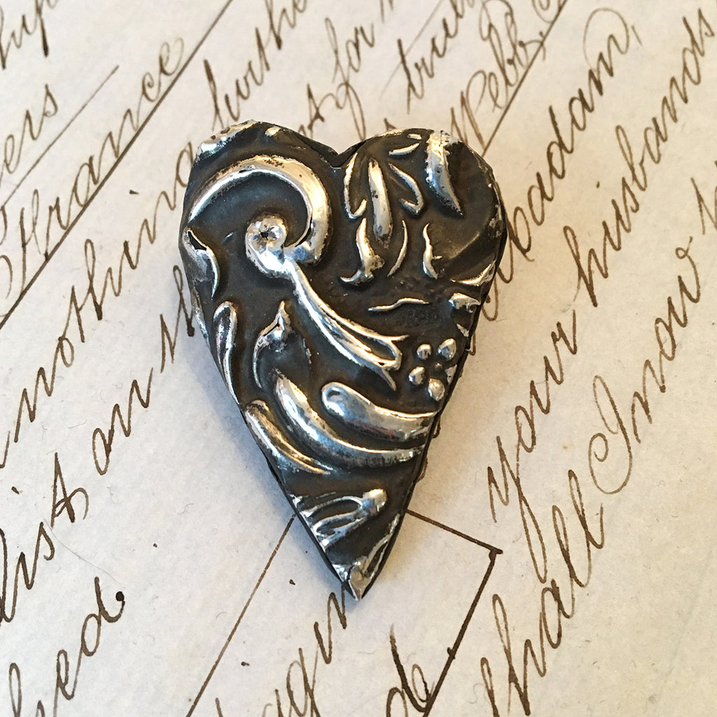 Medium Vintage Silver Heart Brooch