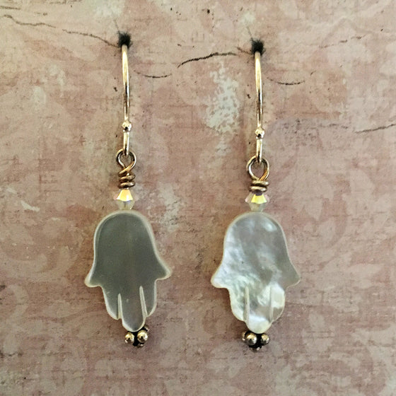 Mother of Pearl Hamsa Earrings