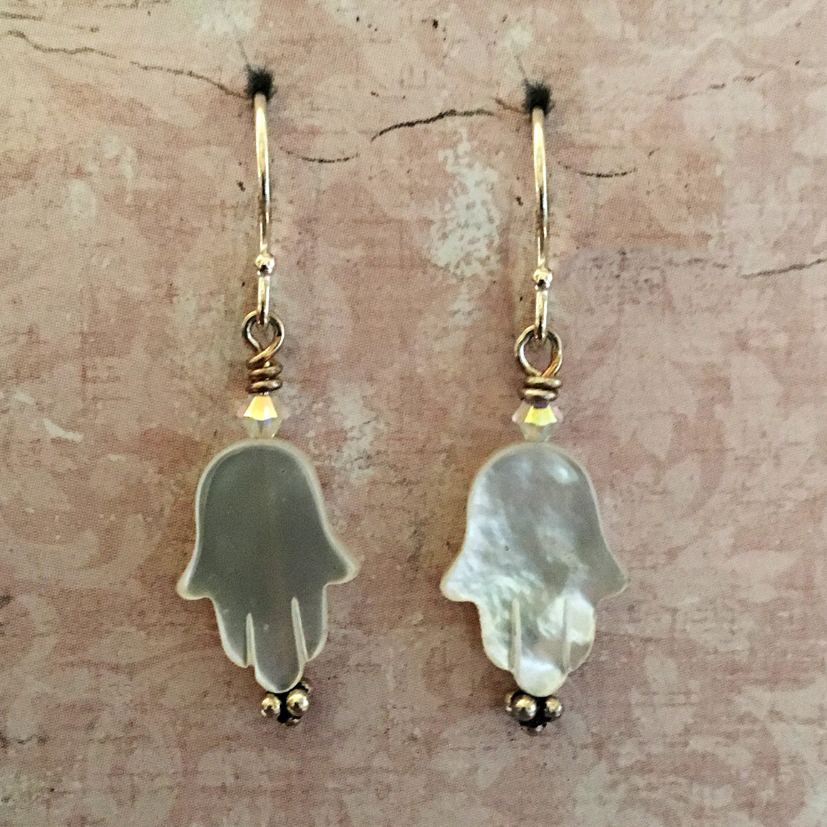 Mother of Pearl Hamsa Earrings