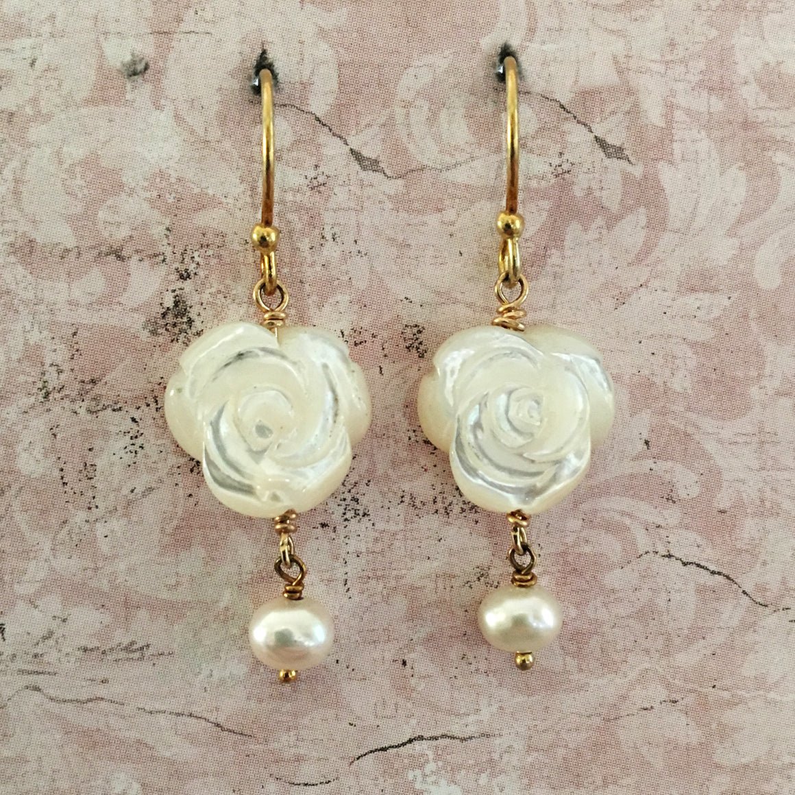 Mother of Pearl Rose Earrings