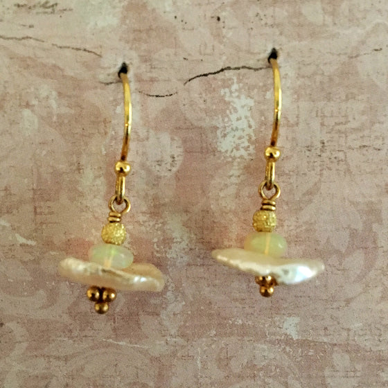Opal and Keshi Pearl Earrings