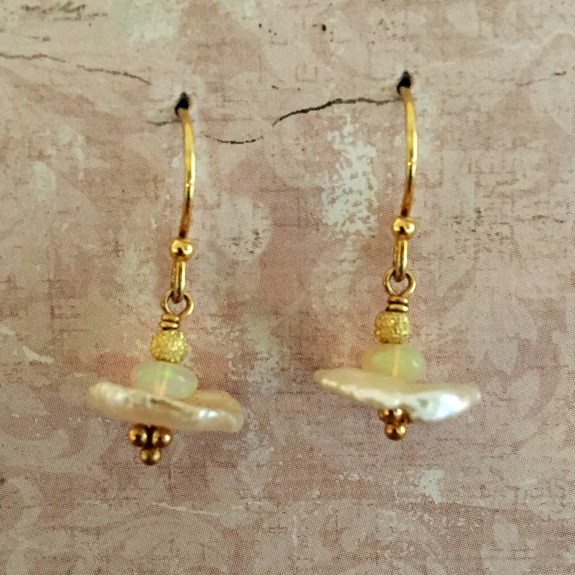 Opal and Keshi Pearl Earrings