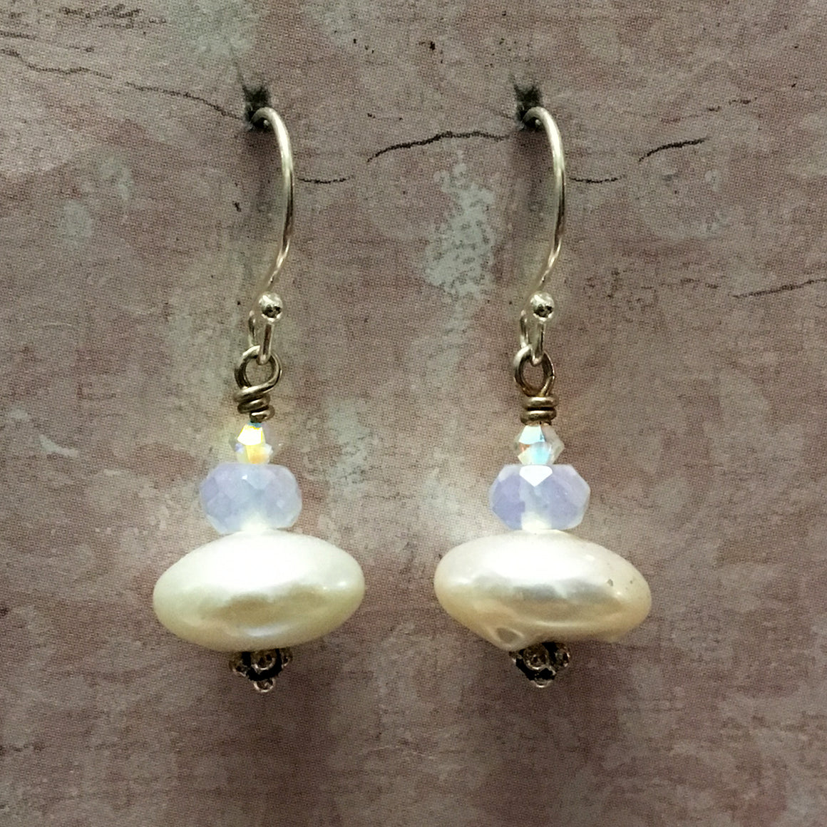 Opalite & Disc Pearl Earrings