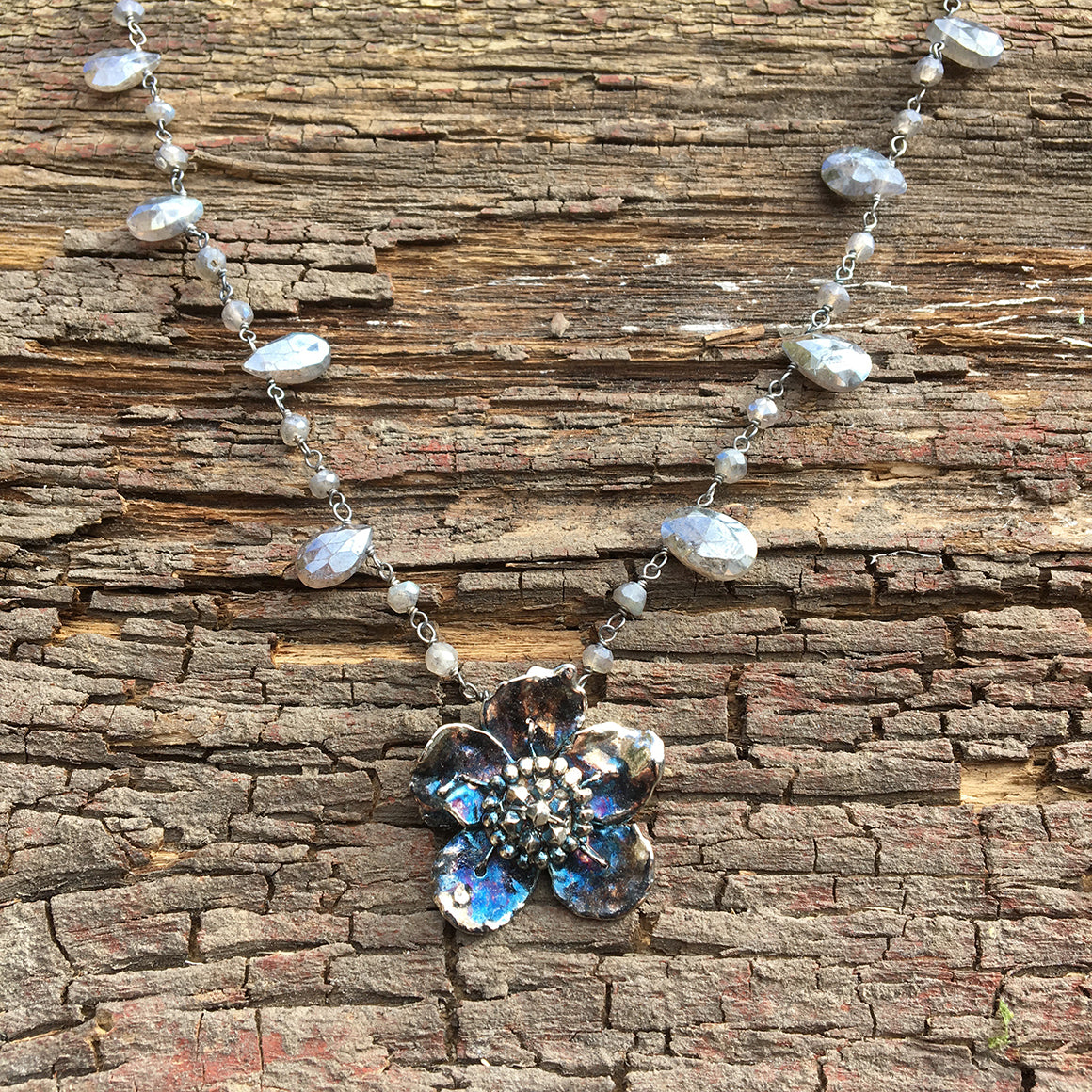 Oxidised Flower Necklace