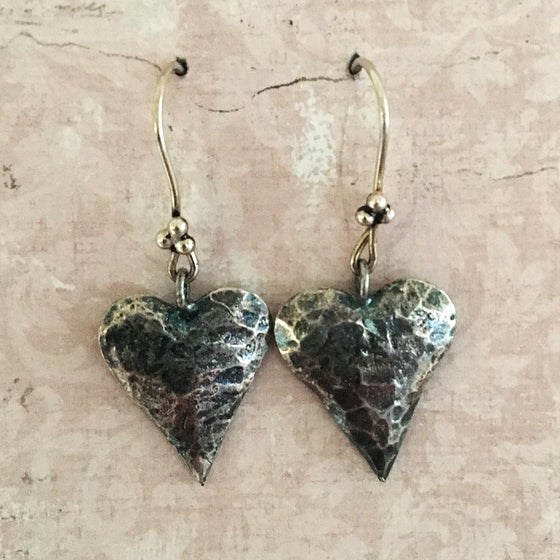 Oxidised Heart Earrings