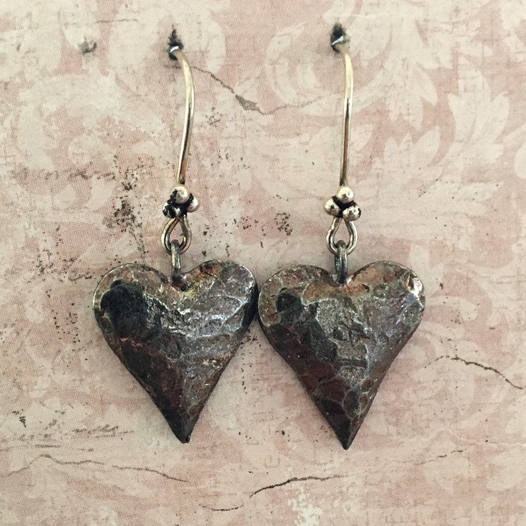 Oxidised Heart Earrings