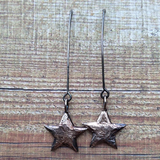 Oxidised Silver Plated Stars on Arches Earrings