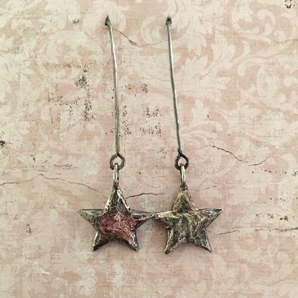 Oxidised Small Star Earrings