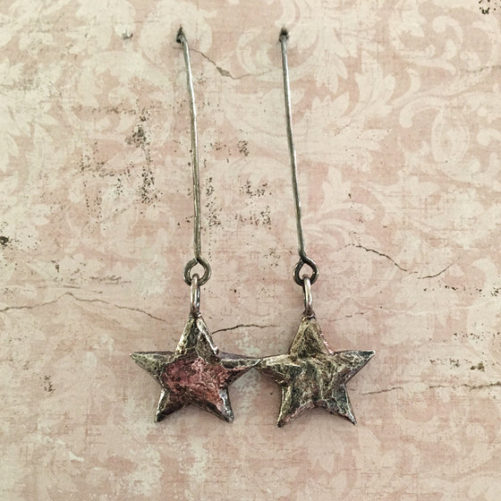 Oxidised Small Star Earrings