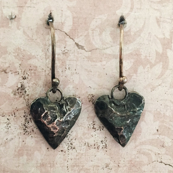 Oxidised Tiny Heart Earrings