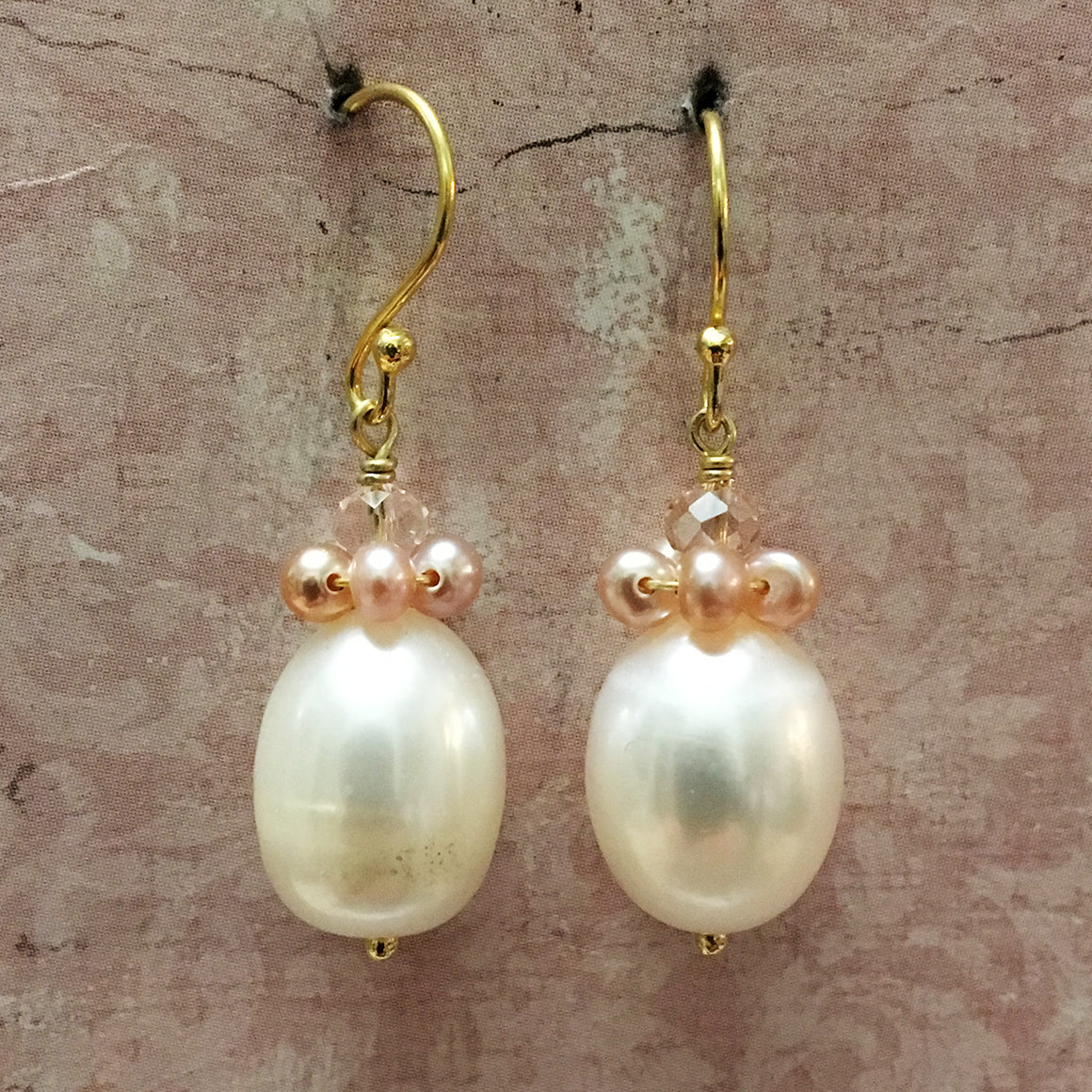 Pearl and Crystal Collared Pearl Earrings