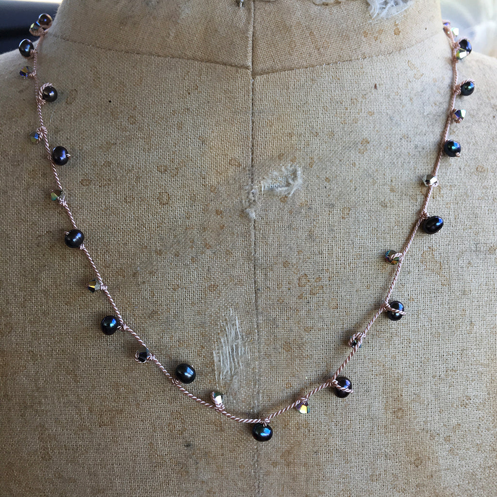 Pearl and Crystal Dotted Necklace