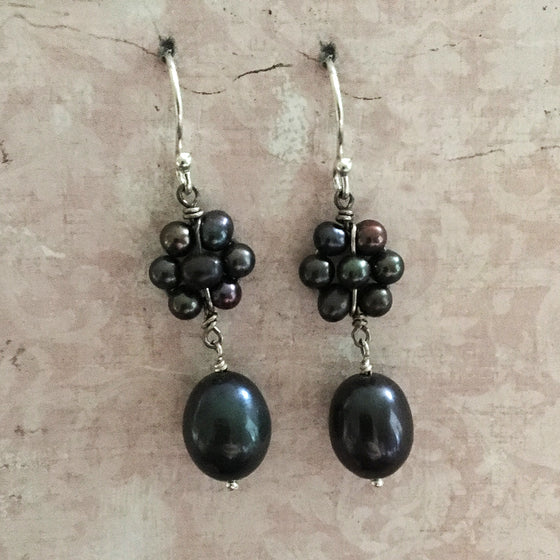 Pearl Flower and Drop Pearl Earrings
