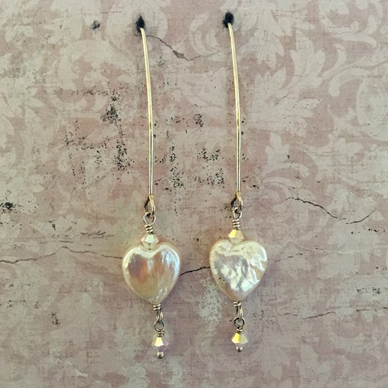 Pearl Heart Arc Earrings