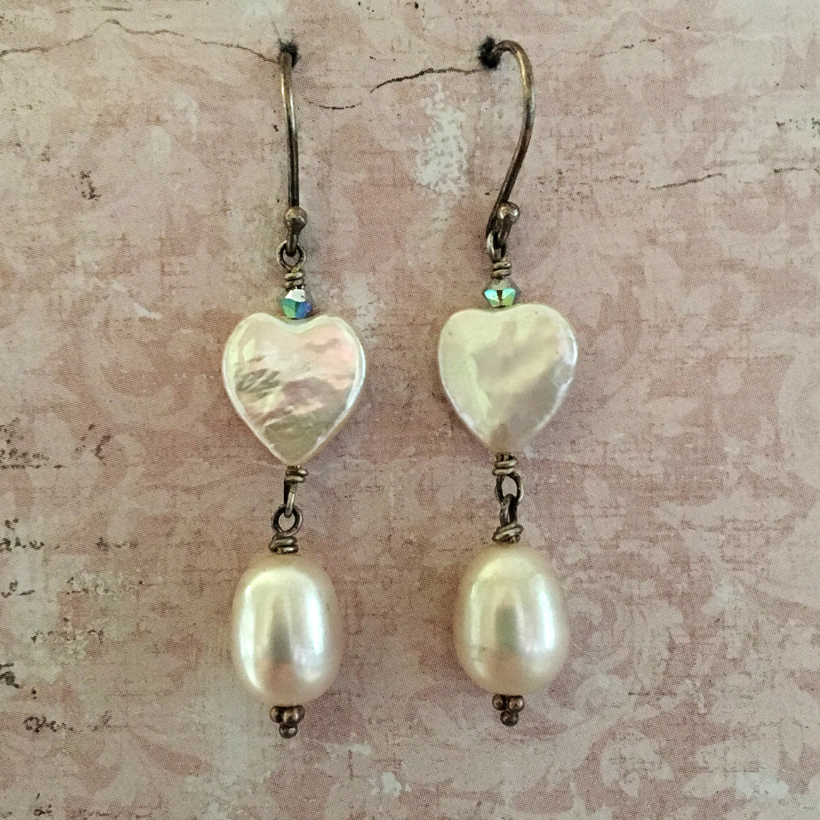 Pearl Heart and Drop Earrings