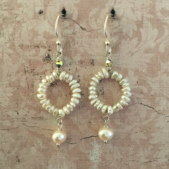 Pearl Hoop and Drop Pearl Earrings