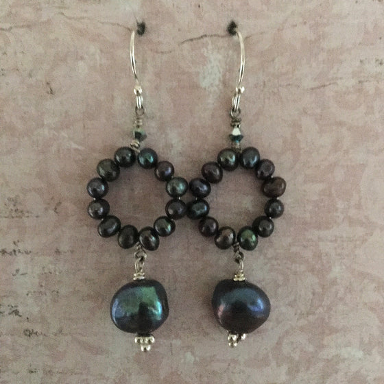 Pearl Hoop and Drop Pearl Earrings