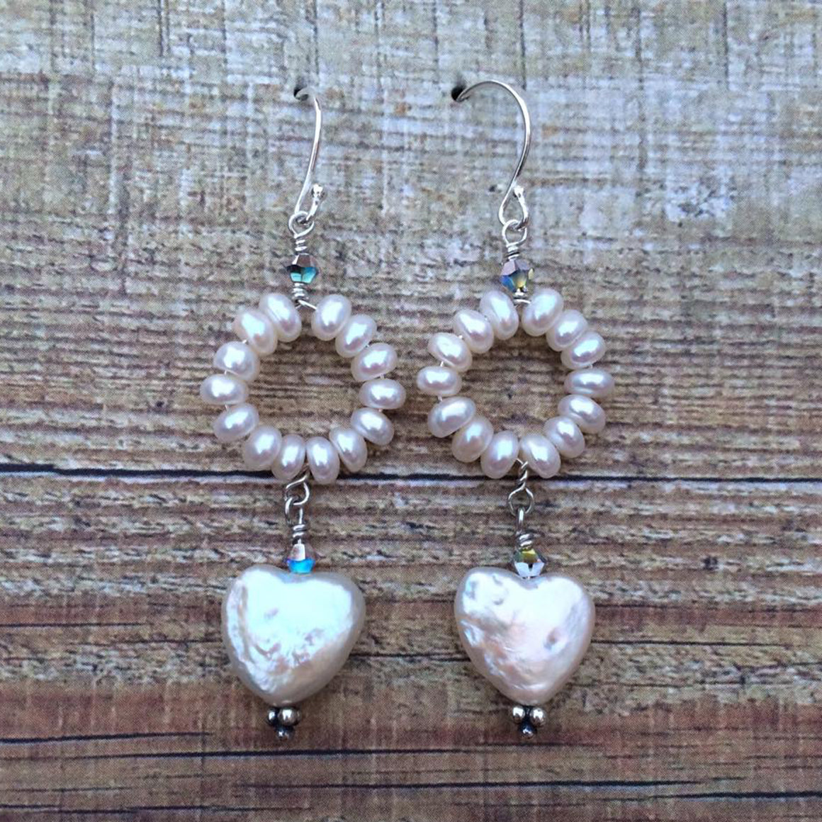 Pearl Hoop and Heart Earrings