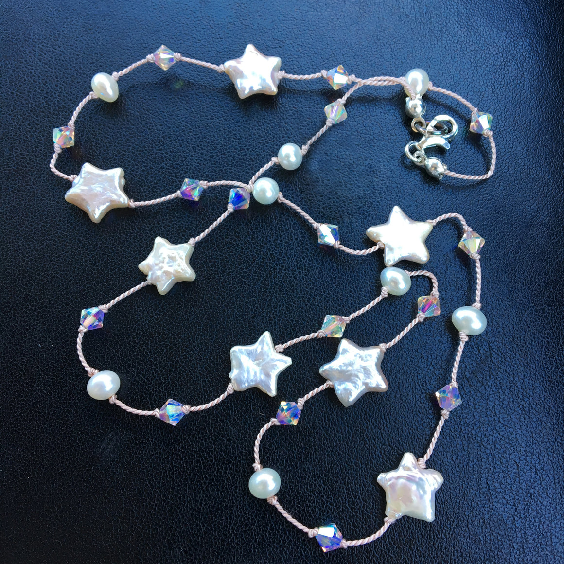 Pearl Star and Crystal Dotted Necklace